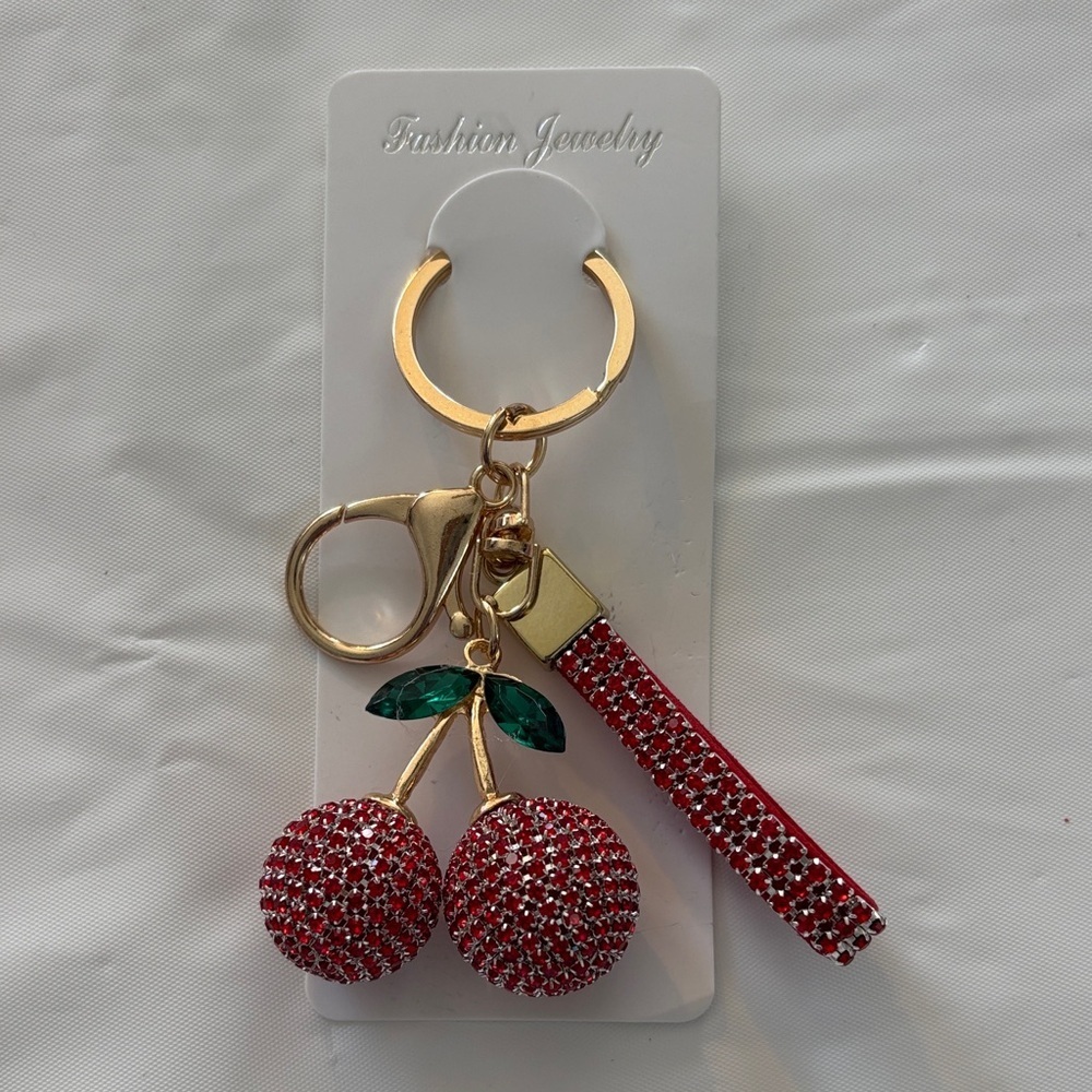 Red and Gold Cherry Keychain/Bag Charm